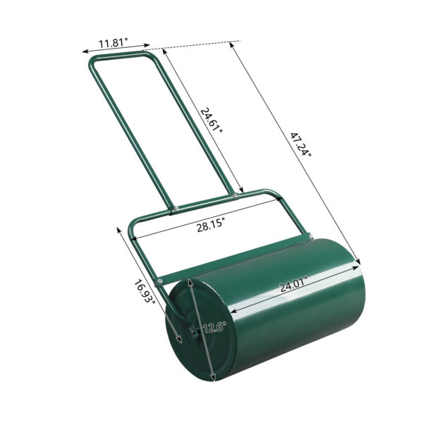 24 Inch Green Iron Lawn Roller Cylindrical Garden - Image 3