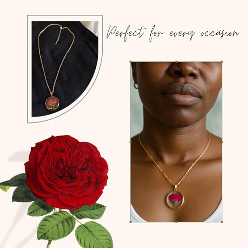 Flower Resin Necklace for Women – Gold Plated Stainless Steel Chain - Image 4