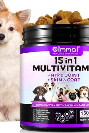 15 in 1 Multivitamin for Dogs - 150 Chewable Snacks with Joint Support,