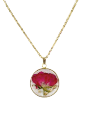 Flower Resin Necklace for Women – Gold Plated Stainless Steel Chain