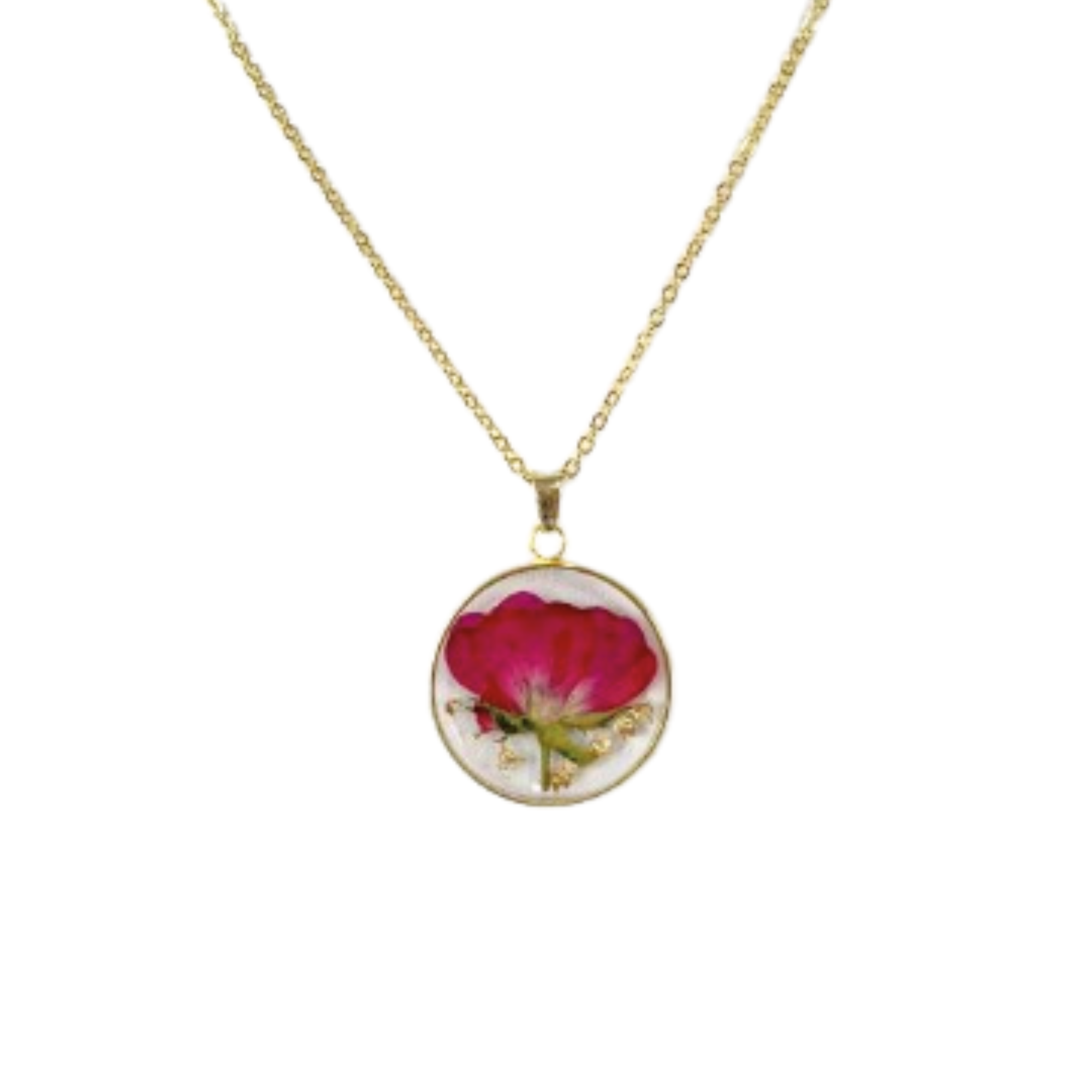 Flower Resin Necklace for Women – Gold Plated Stainless Steel Chain